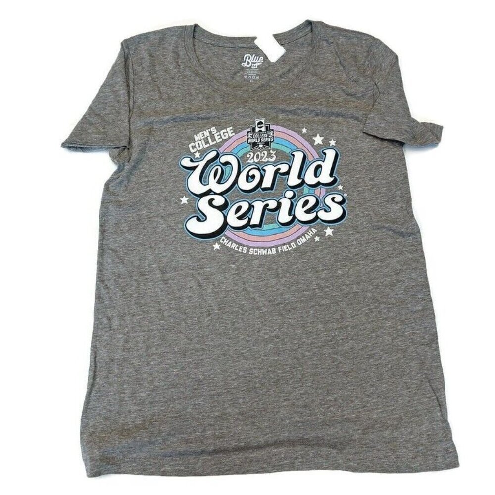 Blue 84 Mens 2023 College World Series Short Sleeve Gray T Shirt Womens XL